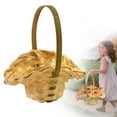 thumbnail image 2 of XSHBTOP Flower Basket,Small Flower Girl Baskets,Rustic Baskets With Handle,Miniature Woven Desktop Ornament,Home Garden Easter Picnic Farmhouse Outdoor(Yellow), 2 of 8