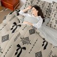 thumbnail image 4 of Feelyou Girly Hippie Bowknot Comforter Set 7pcs, Retro Boho Damask Queen Bedding Sets, 4 of 8