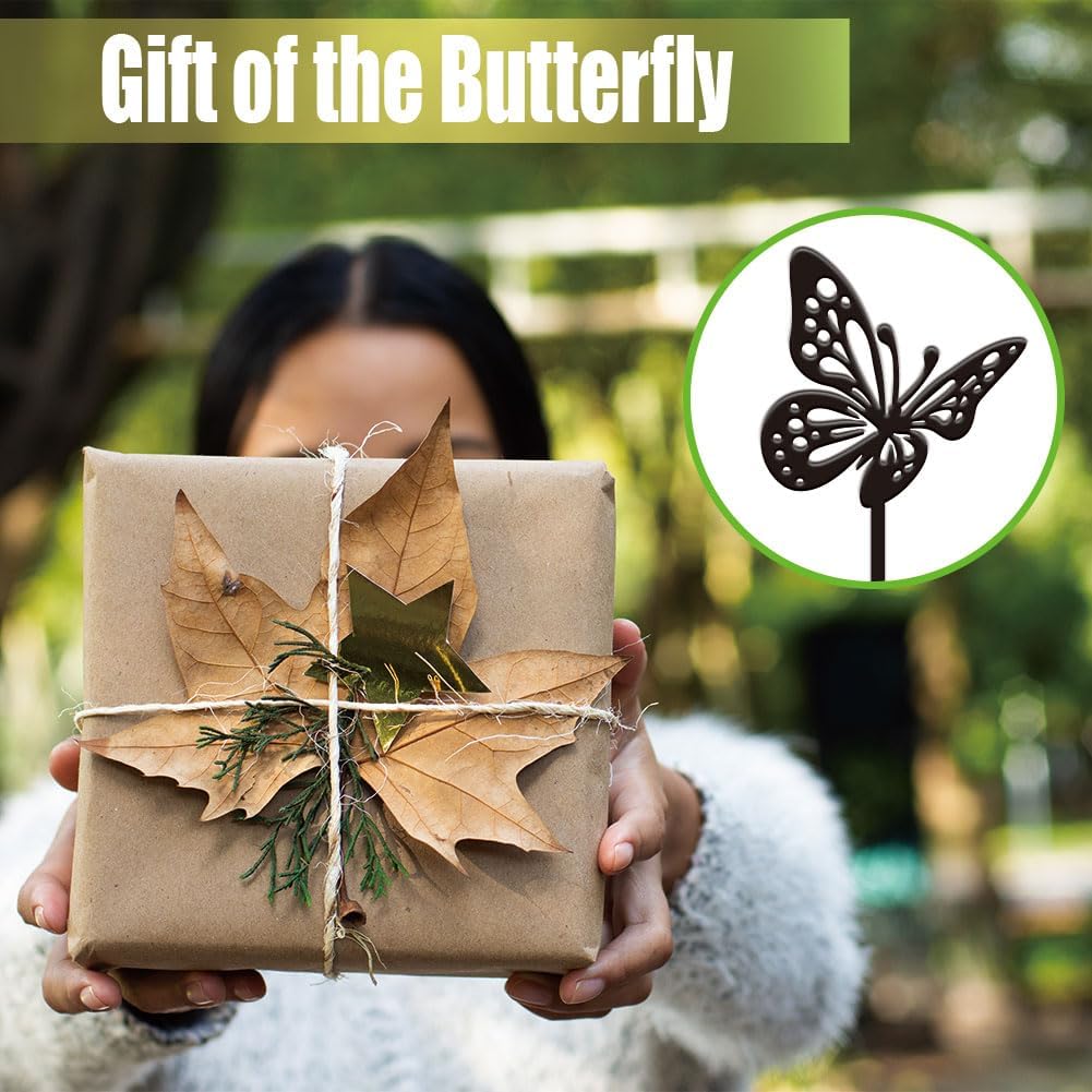 4PCS Butterfly Garden Decor Butterfly Metal Outdoor Plaque Ornament Black Silhouette Outdoor Decor Metal Courtyard Lawn Patio Yard Decorative Art Gifts Colorful