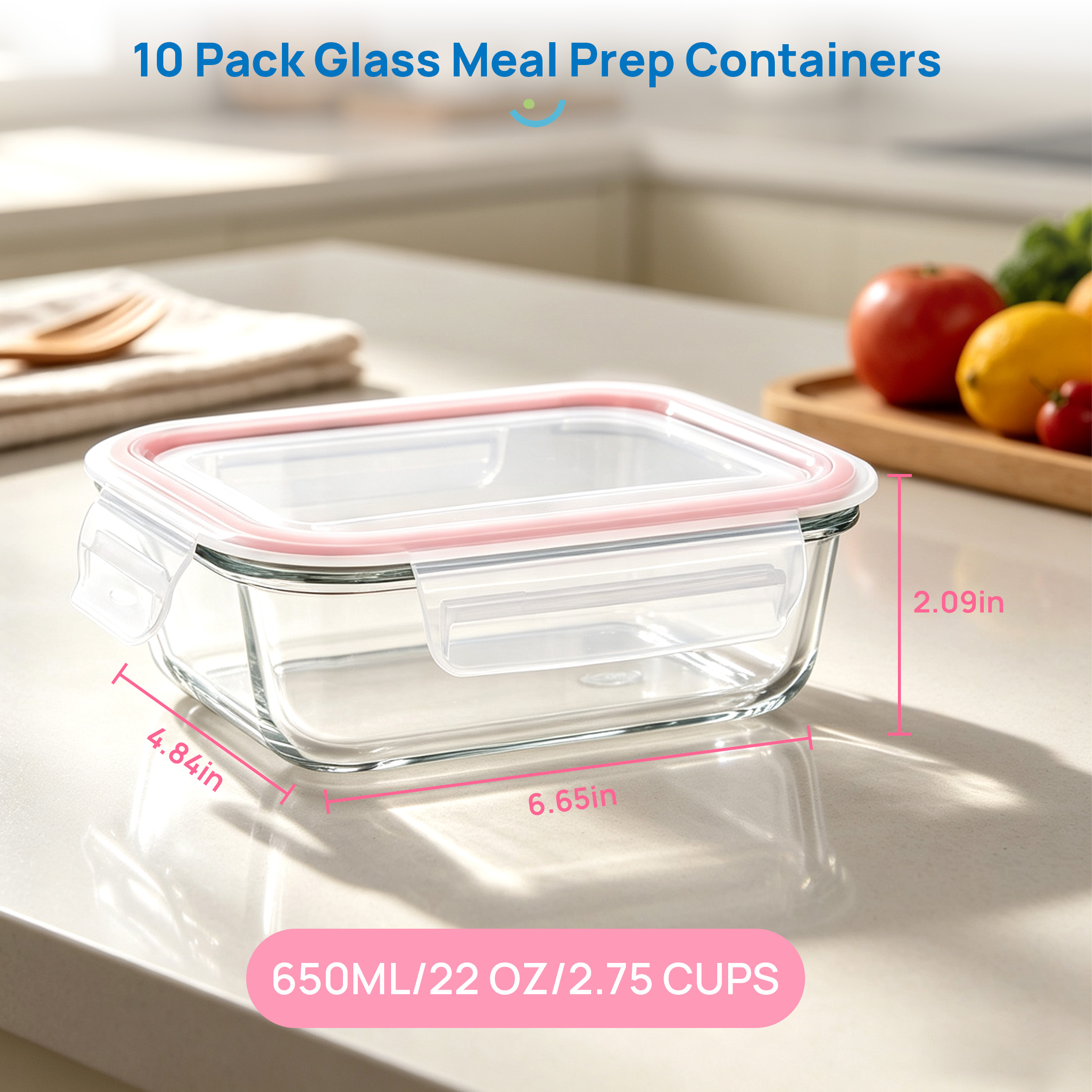 Sindcom Glass Food Storage Containers, 22oz, 10 Pack photo 5