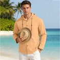 thumbnail image 6 of GrmtClth Mens Cotton Linen Shirts Button Down Hoodies Long Sleeve Casual Hoodies Hawaiian Beach Top Lightweight Fashion Shirts for All Season M, 6 of 6