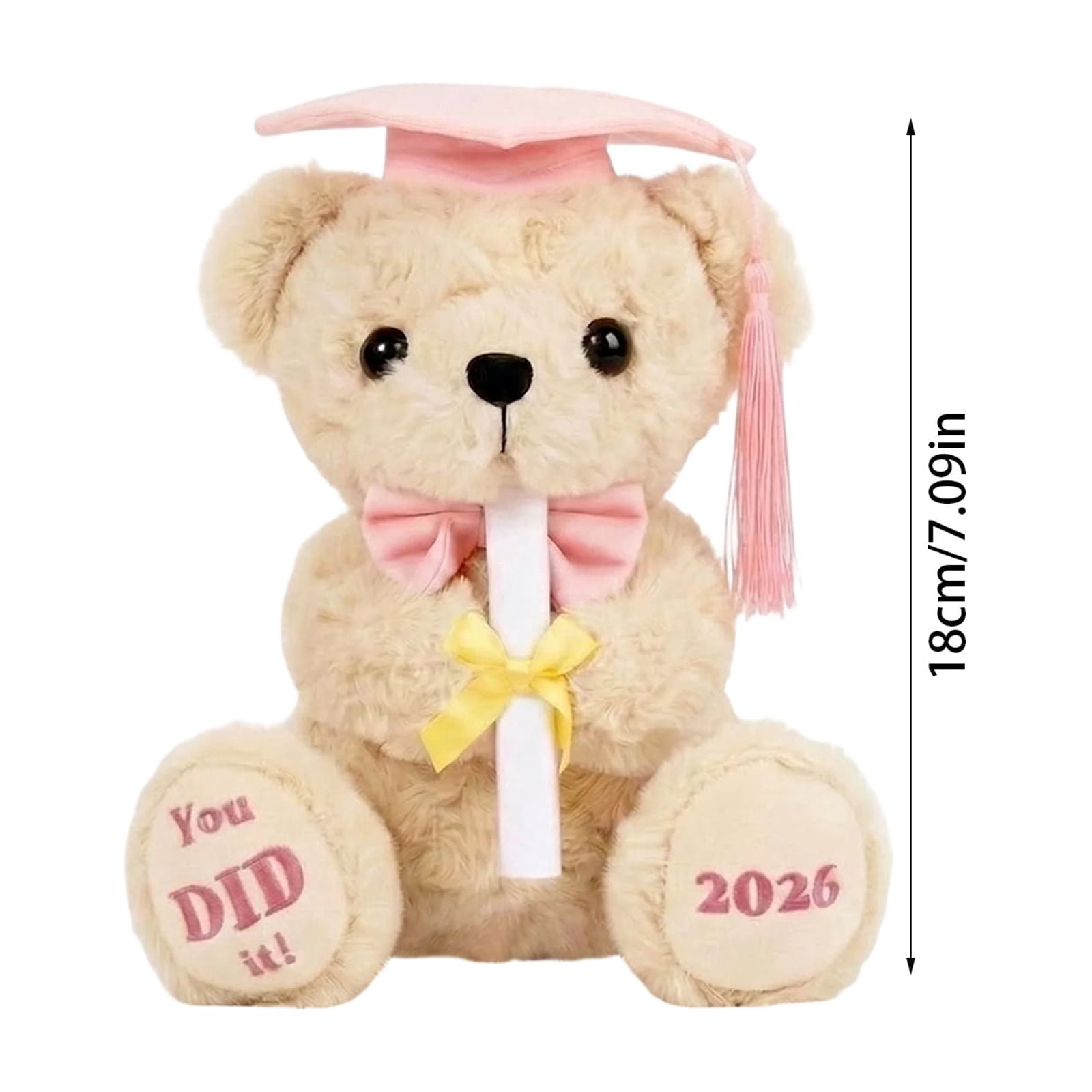 Decorr 7.1" Graduation Bear Plush Toys, Black Grad Cap Stuffed Animals with "You DID it! 2026" Embroidery, Soft Grad Bear Doll for 2026 Graduation Gifts & Commemorative Decor