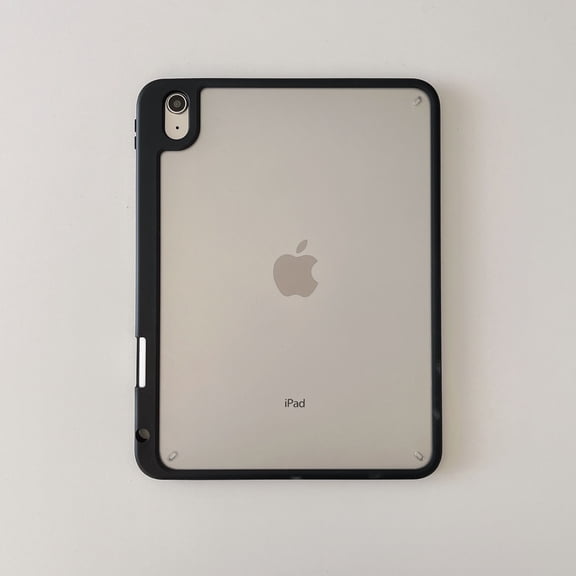 for iPad Mini 7th Gen 2024/Mini 6th Gen 2021 Case, Slim Frosted Cover Hard Back Matte Clear Case with S Pen Holder, Flexible TPU Bumper Shockproof Protective Tablet Case for iPad Mini 7 2024, Black