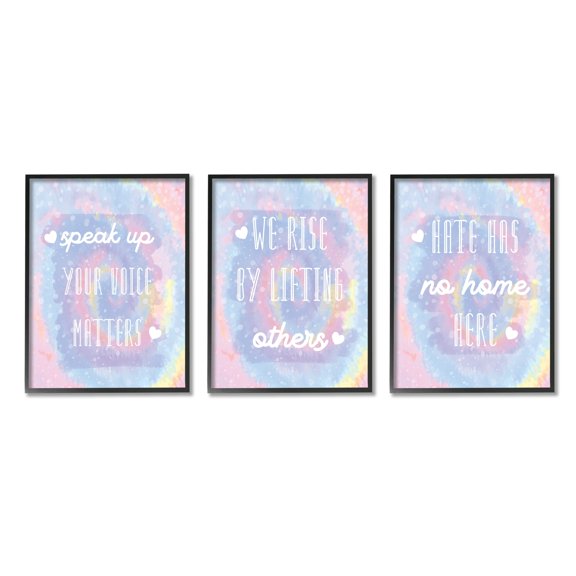 Stupell Industries Speak Up Phrases Tie Dye Inspirational Quotes Black Framed, 11 x 14, Design by Daphne Polselli