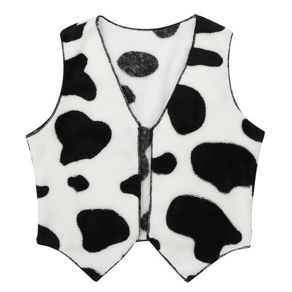 TiaoBug Kids Cowboys Cowgirls Costume Sleeveless Cow Printed Waistcoat Vest Top Black&White 12