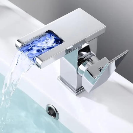 Chrome LED Bathroom Sink Basin Faucet 1hole Single Handle Lavatory Vanity Mixer
