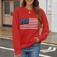 thumbnail image 2 of VNKIDY Women's Pullover Sweater Stylish Red Sweater With Flag Pattern Crewneck Long Sleeve Loose Fit Jumper For National Holidays Casual Outings Minimalist Knitwear, 2 of 4