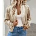 thumbnail image 6 of HTNBO Women's Metallic Jacket Zip Up Long Sleeve Lightweight Outerwear Bomber Jackets, 6 of 8