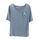 thumbnail image 2 of Pijama de manga corta para mujer, cuello redondo, color liso, informal, fino, interior, para el hogar, de poliéster, 2 of 3