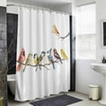 thumbnail image 6 of Xipuska Birds Shower Curtain - Water Repellent Fabric Shower Curtains Washable, Bird Vintage Watercolor Decorative Polyester Cloth Bathroom Curtains Modern Bath Decor 66"x72", 6 of 6