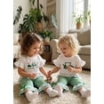 thumbnail image 5 of Loicainy Toddler Kid Girl Clothes Set 12 18 24 Months 2T 3T 4T 5T Short Sleeve Golf Cart Print T-shirt with Plaid Flare Pants Summer Outfit, 5 of 9