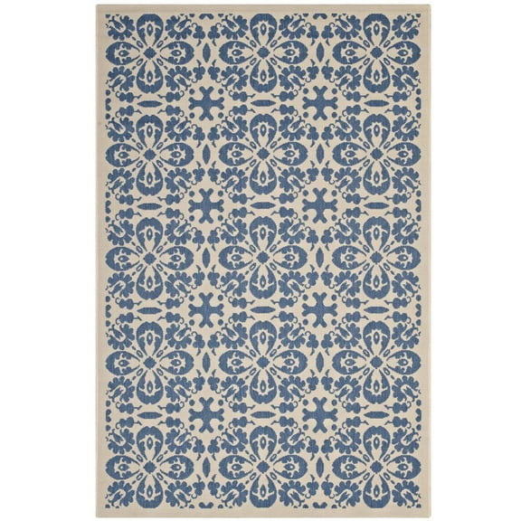Ergode Ariana Vintage Floral Trellis 5x8 Indoor and Outdoor Area Rug - Blue and Beige