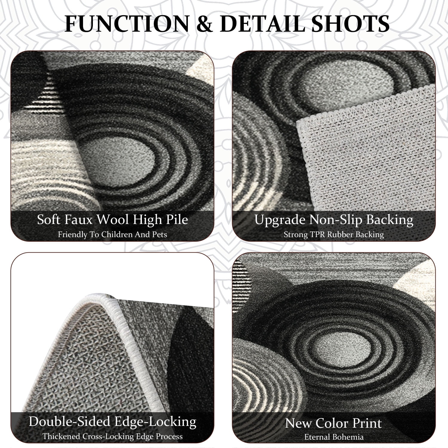3-Piece Farmhouse Kitchen Rug Set, Washable Anti Slip Striped Floor Mats in 3 Sizes, Stain Resistant Decor Rugs for Kitchen Hallway Bathroom Home Christmas Decor