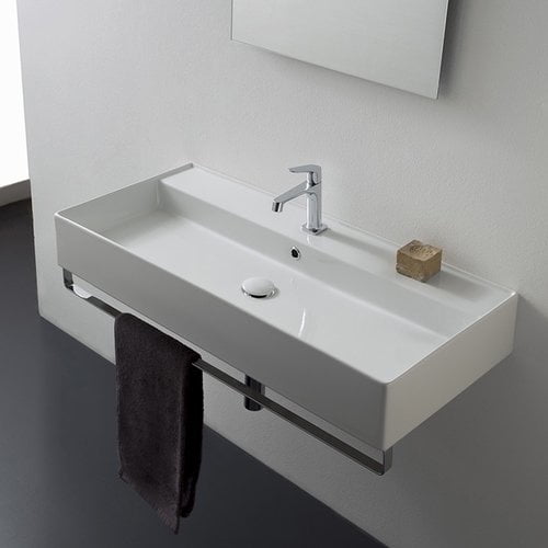 Scarabeo By Nameeks Teorema Ceramic 40 Wall Mount Bathroom Sink With Overflow Walmart Com Walmart Com