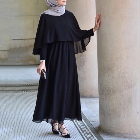 Robe Women Dubai Dre Arab Maxi Vintage Abaya Kaftan Long Clothes Chiffon Maxi Dress Long Sleeve Hijab for Women Color Chiffon Hijabs for Women Hijabs for Women Scarf for Women Lightweight Hijab Scarfs