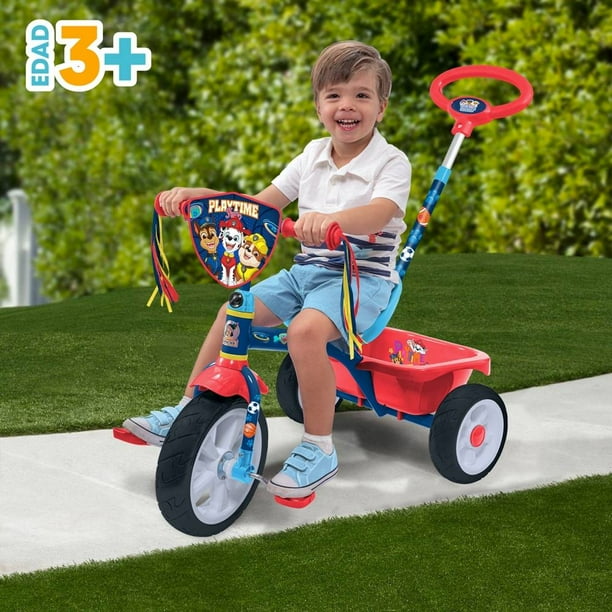 Triciclo Apache Paw Patrol Grande Deluxe con Barra de Empuje Rojo