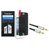 Insten Privacy Anti-Spy Screen Protector For Apple iPhone 5S 5C 5 (+ 3.5mm Auxiliary Cable) (2-in-1 Accessory Bundle)