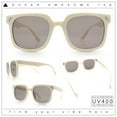 thumbnail image 2 of Womens Subtle Heart Metal Stud Horn Rim Plastic Retro Sunglasses White - Grey, 2 of 8
