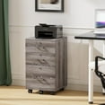 thumbnail image 5 of 26" H Wood Rolling File Cabinet, 3-Drawer File Cabinet with Lock, Under Desk File Cabinets with Caster, Mobile Printer Stand & File Cabinet for Study, Dorm, Home, Office, Gray Oak, 5 of 6