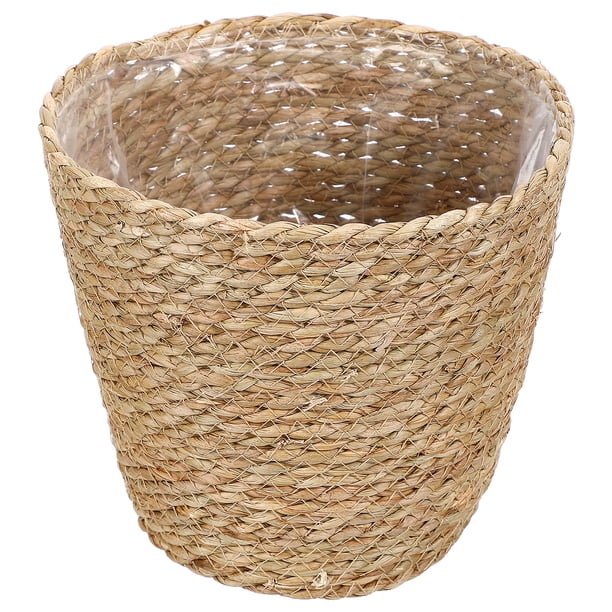 Cesta tejida para flores, cesta tejida de paja, maceta para plantas, contenedor para almacenamiento
