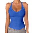 thumbnail image 1 of DondPO Womens Tank Tops,Lady V Neck Racer Back Tank Top For Women Padded Ribbed Long Tank Fitted Basic Tops,Halter Tops for Women,Womens Loose Tank Tops Clearance！ Blue S Clearance！, 1 of 5