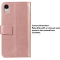 thumbnail image 5 of Wallet Case for iPhone Xs iPhone X, 5 Card Slots Magnetic Closure Zipper Pocket Handbag PU Leather Flip Case with Wrist Strap TPU Kickstand Cover for iPhone Xs/iPhone X - Rose Gold, 5 of 14