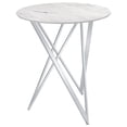 thumbnail image 4 of Pemberly Row Metal Faux Marble Round Top Bar Table White and Chrome, 4 of 8