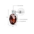 thumbnail image 5 of Gem Stone King 14k White Gold Red Garnet and White Topaz Earrings for Women (2.96Cttw, GemstoneJanuary Birthstone, Oval Checkerboard 8X6MM, Round 2.5MM), 5 of 5