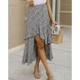 thumbnail image 4 of FreshPrettyWomen Summer Spring Boho Long Skirts Dress Floral Print Elastic Waist Split Ruffle High Low Beach Maxi Skirt, 4 of 6