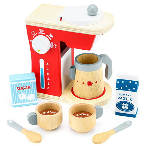Spoons Rise 'n Shine Coffee Maker Playset with Cups Pods Cream & Sugar 
