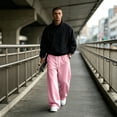thumbnail image 5 of Men's Baggy Sweatpants Wide Leg Drawstring Elastic Waist Loose Fit Solid Color Casual Lounge Pants with Pockets, 5 of 9
