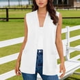 thumbnail image 2 of Summer Cardigans for Women with Pockets Sleeveless Dressy Casual Lightweight Casual Open Front Outerwear Vest (S, White), 2 of 8