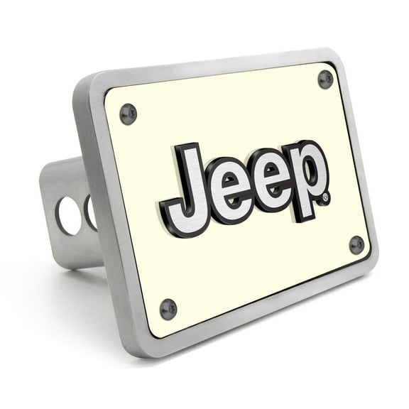 iPick Image for Jeep 3D Logo Glow in the Dark Luminescent Billet Aluminum 2 inch Tow Hitch Cover, Official Licensed