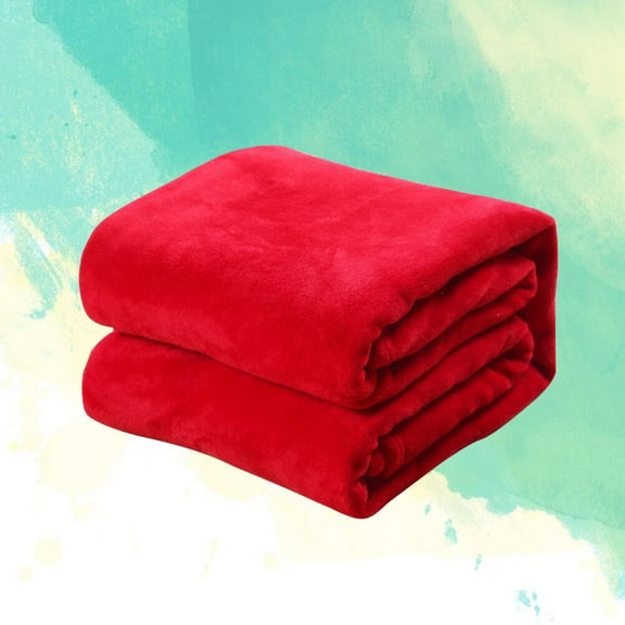 GOOHOCHY Fleece Bed Blankets Flannel Fleece Blanket Red Polyester Fiber 1Set