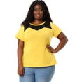 thumbnail image 1 of Top de talgrande pamujer, mancorta, malhueca, informal, de encaje, pael dde mujer Amarillo XXL, 1 of 6