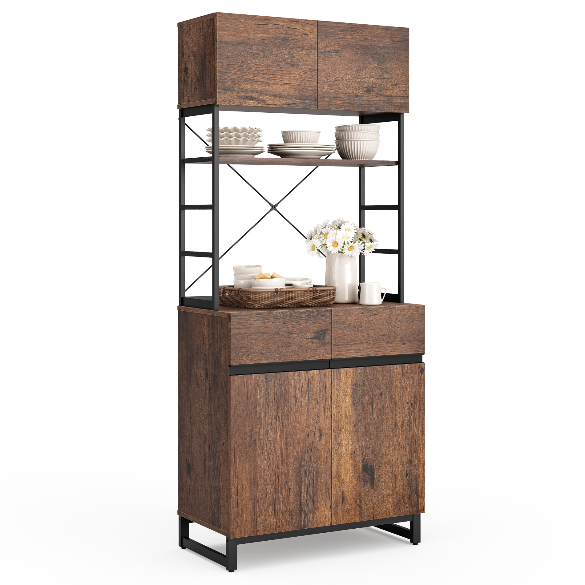 WAMPAT Pantries Storage with Doors and Adjustable Shelves，Kitchen