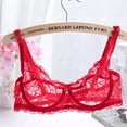 thumbnail image 2 of Risckoth Women's Floral Lace Bra, Solid Bow Decor Adjustable Thin Straps Comfort Daily Lingerie, Red, 2 of 5