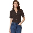 thumbnail image 1 of Blusa de Lunares con Corazón Dulce Allegra K Cuello en V Manga Corta Casual Negro XS, 1 of 6