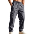 thumbnail image 5 of Liuinsasek Men's Straight Leg Cargo Pants Drawstring Elastic with Multi-Pockets Waist Casual Loose Outdoor Sports Long Pants, 5 of 7