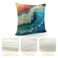 thumbnail image 4 of Orinice Ocean Waves Graphic Decorative Cotton Linen Throw Pillow Cover 18x18in, 4 of 5