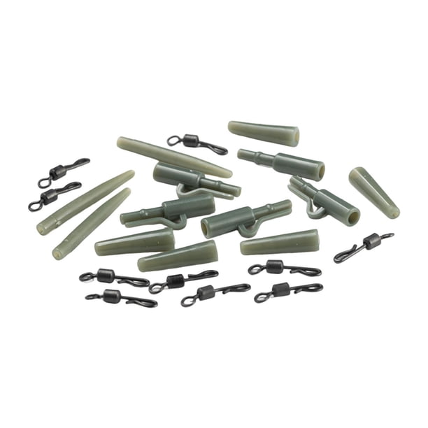 Kit de 40 pinzas para pesca de carpas, conos de cola giratorios y estuche de almacenamiento portátil. Verde oscuro