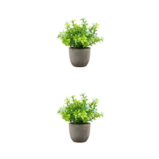Decodeary Green Eco-friendly Artificial Money Tree In Pot Long-lasting Durability Realistic Appearance blue babysbreath 2Set