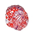 thumbnail image 2 of YFYANG Women's Double Waterproof Shower Cap, Red Floral Line Art Reusable Hair Cap for All Hair Styles and Head Sizes, 2 of 9