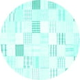 thumbnail image 1 of Ahgly Company Machine Washable Indoor Round Solid Turquoise Blue Modern Area Rugs, 5' Round, 1 of 4