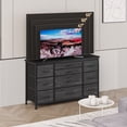 thumbnail image 3 of Wide Dresser for Bedroom with 10 Large Drawers for 55'' TV Stand, Black Willow, 3 of 7