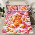 thumbnail image 2 of jejeloiu Christmaas Gingerbread Man Bed Sheets,Colorful Xmas Cabdy King Sheets,Cartoon Dessert Sheet Set For Girls Teens,Luxury Bedroom Decor,4-Piece, 2 of 7