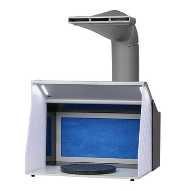 BENTISM Airbrush Spray Booth, Portable Hobby Airbrush Paint Spray Booth Kit with 4 LED Lights, Turntable, Powerful Dual Exhaust Fans with Filter & 6 ft Extension Hose for Painting Model Craft