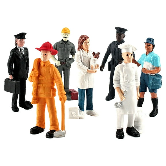 AYYUFE 7Pcs Hand Painted Landscape Figurine High Simulated Workplace Fireman Policeman Landscape Figurine foration