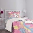 thumbnail image 5 of Ambesonne Feminine Quilted Bedspread Set 2 Pcs, Rainbow Music Notes, Twin Size, Yellow and Pink, 5 of 6