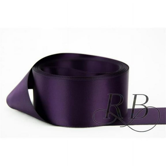 Ribbon Bazaar Double Faced Satin 7/8 inch Eggplant 50 yards 100% Polyester Ribbon